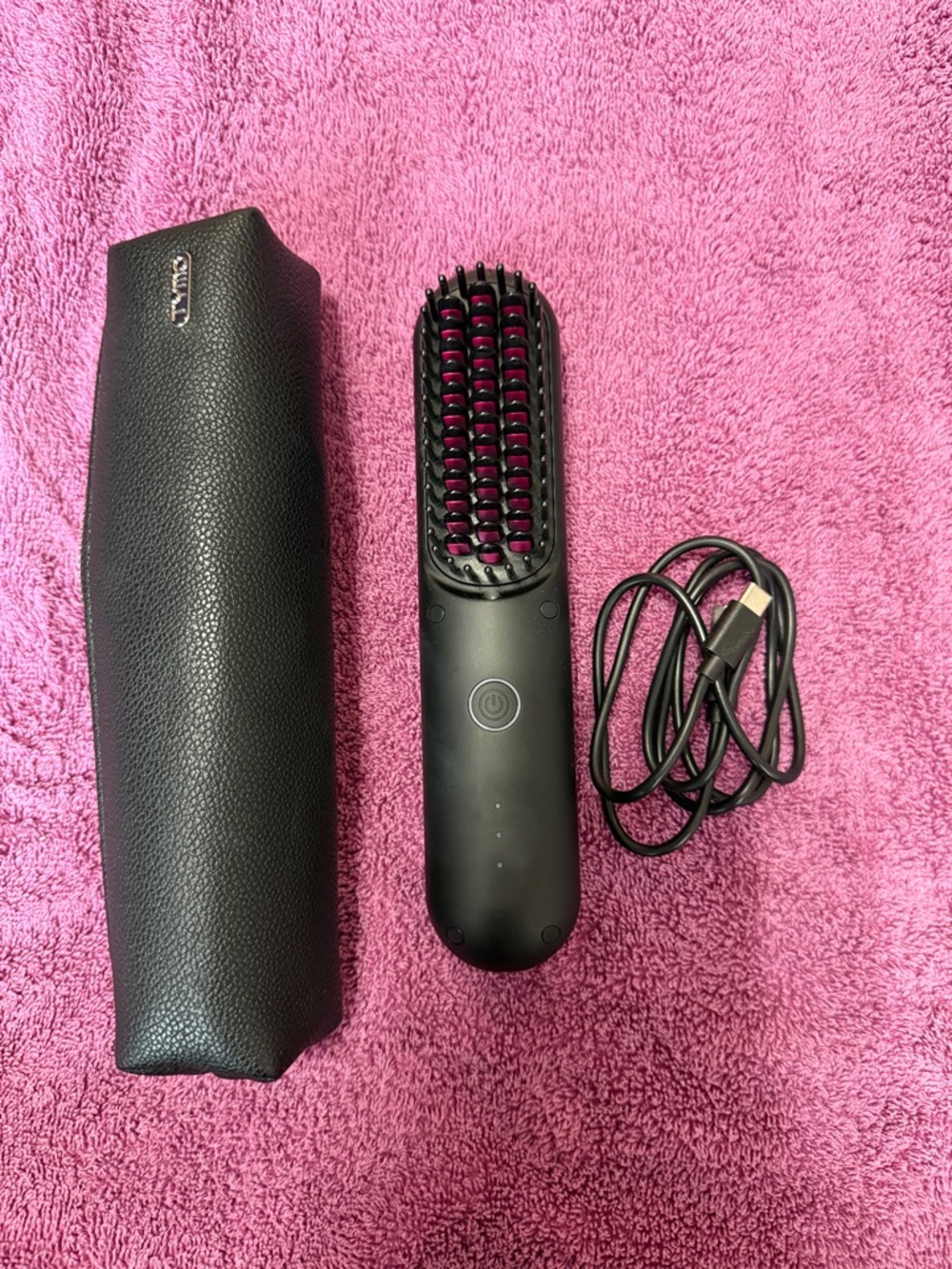 Black Electric Heated Hair Straightening Brush - Unbranded